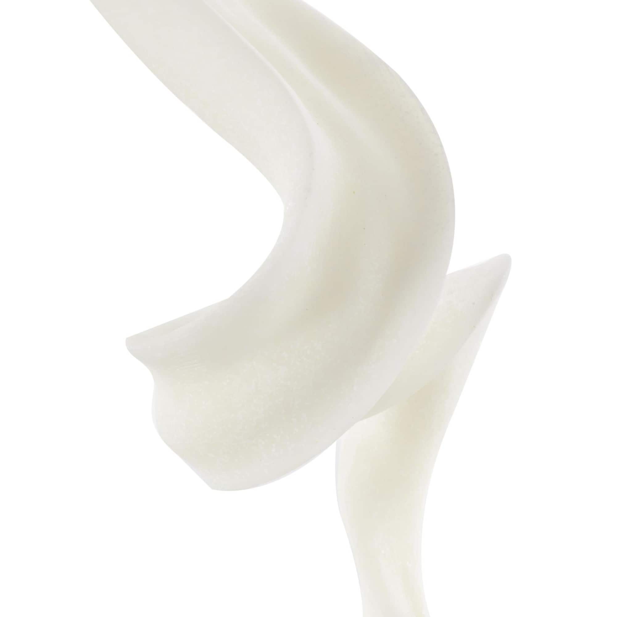 19.5" White Abstract Twisted Wave Polystone Sculpture with Elevated Base
